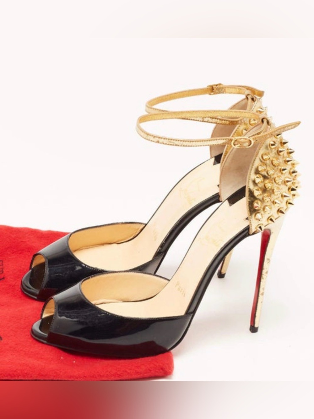 Christian Louboutin Spike Accents Patent Leather Pumps